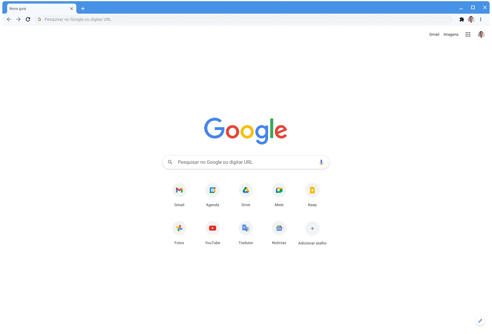 Janela do navegador Chrome exibindo o google.com e usando o tema Clássico.